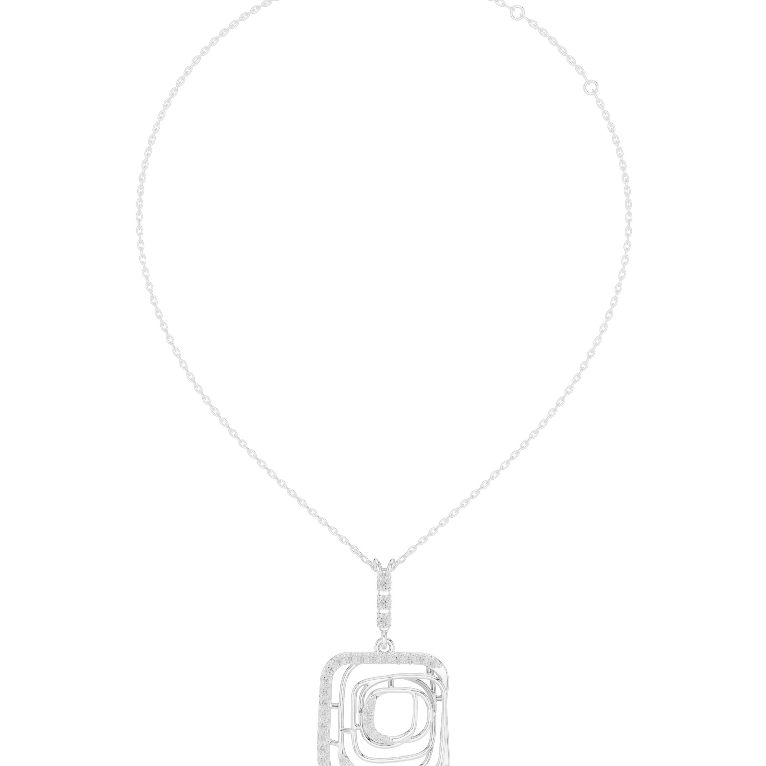 Cushion Frame Pendant Necklace
