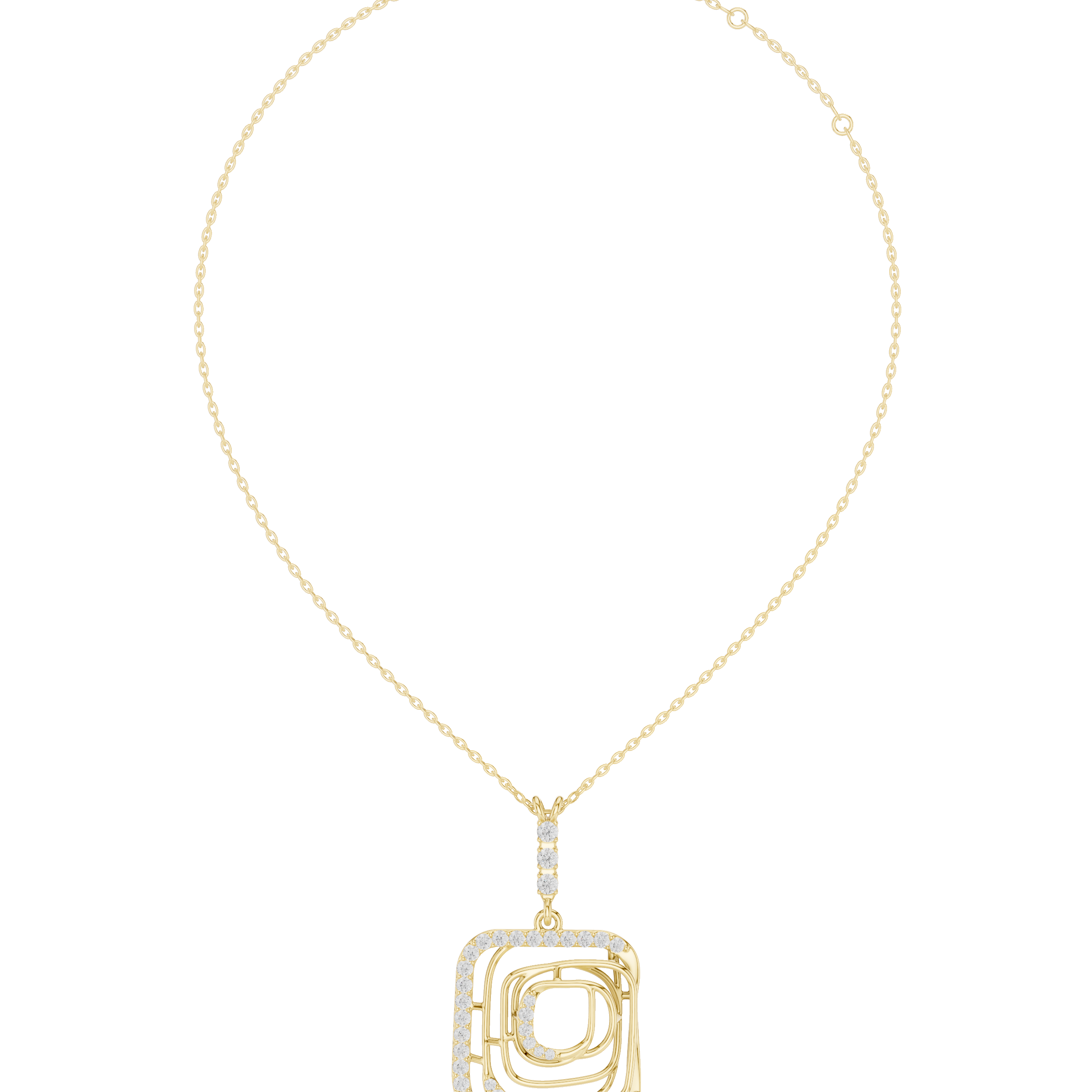 Cushion Frame Pendant Necklace