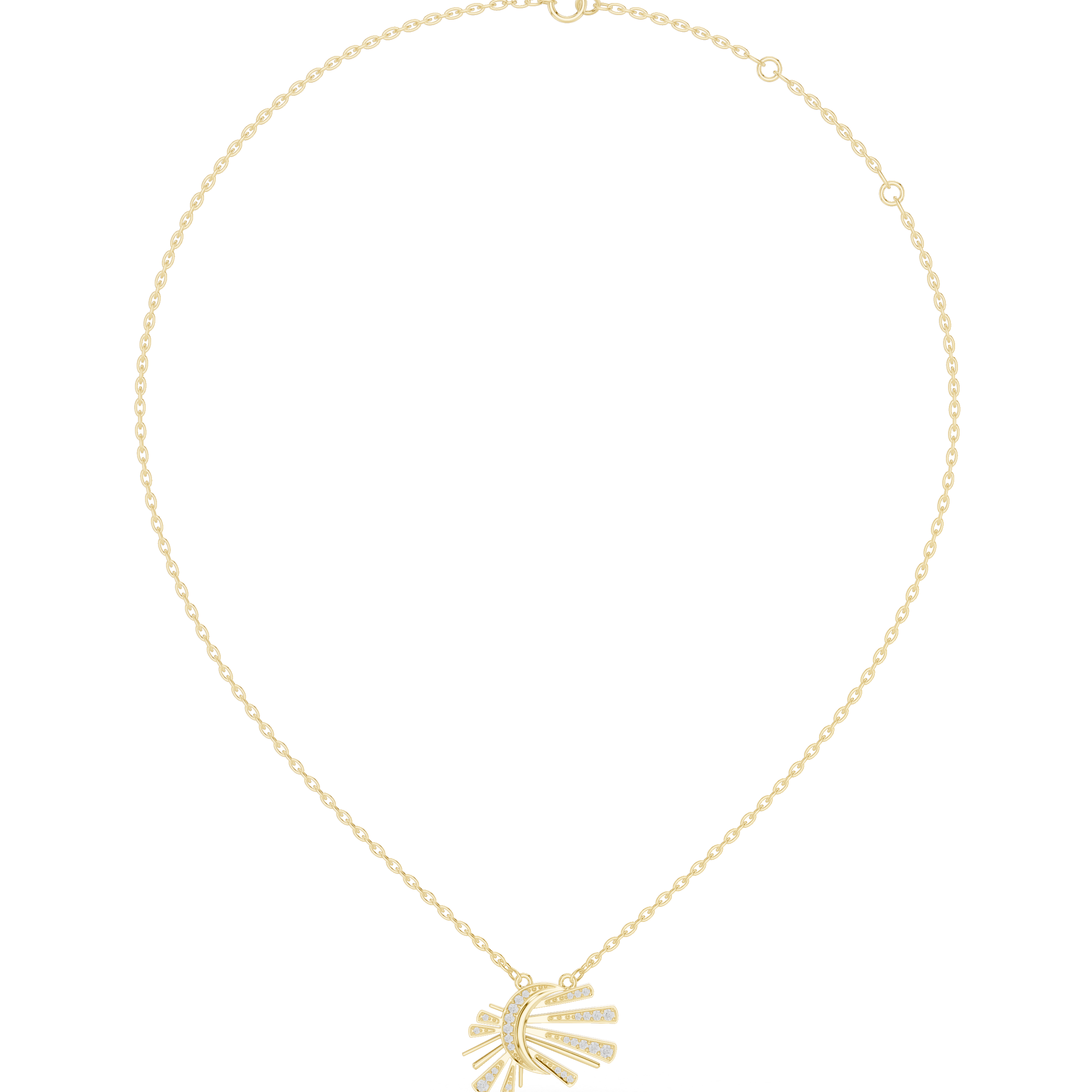 Sunburst Fan Pendant Necklace