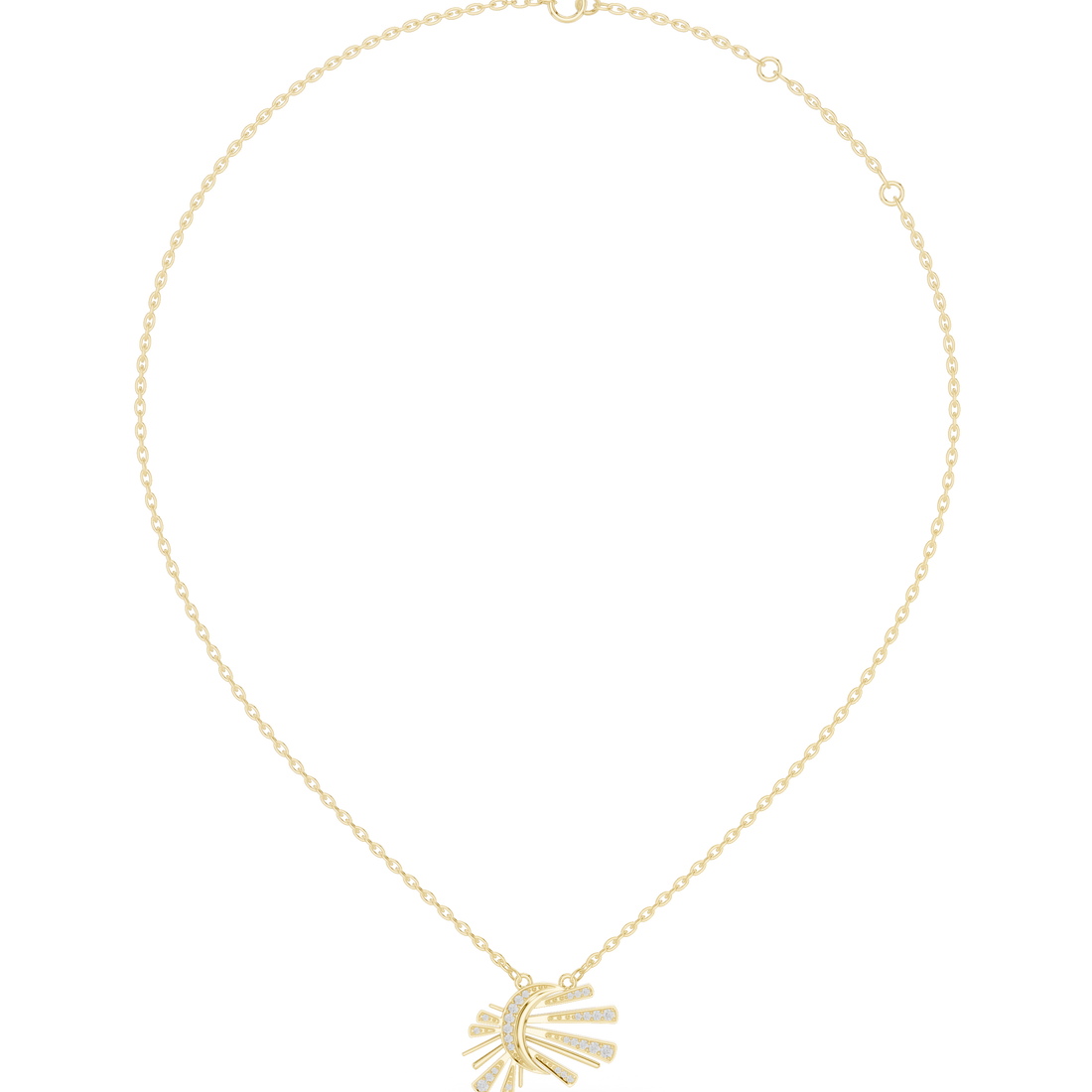 Sunburst Fan Pendant Necklace