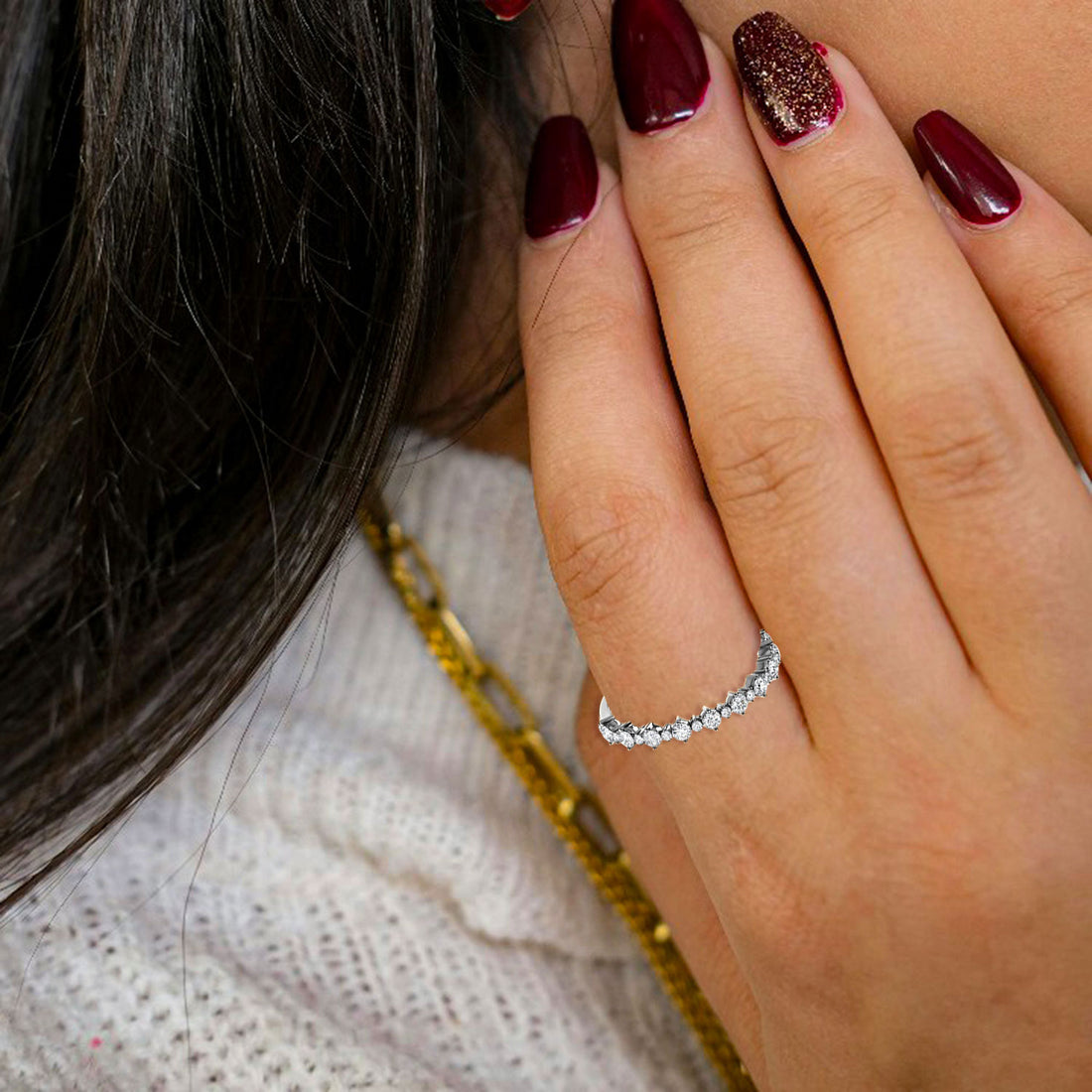 Pure Harmony - Model View in White Gold - Diamond Ring by Moena
