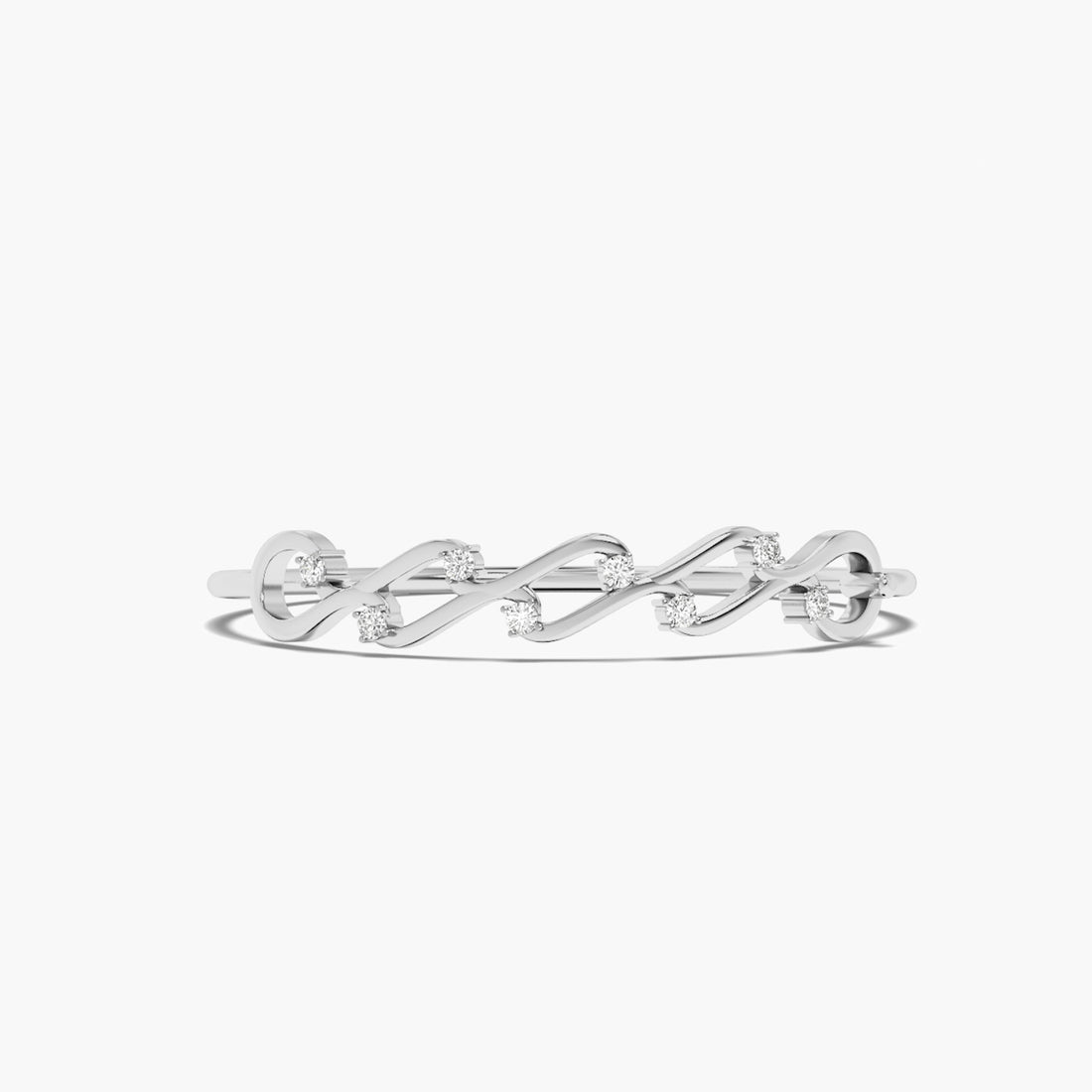 Golden Link Bangle - Top View in White Gold - Diamond Bracelet by Moena