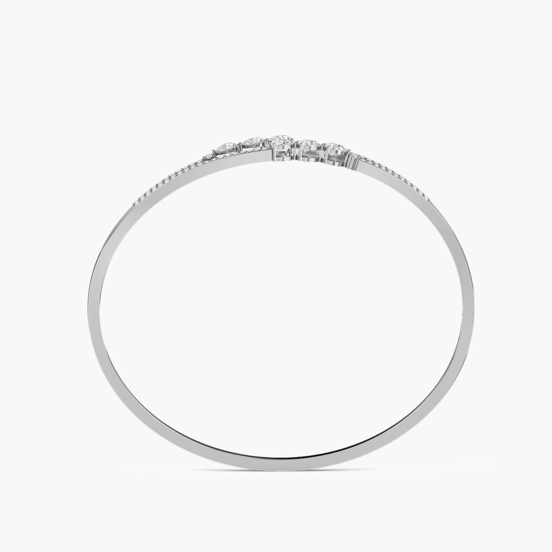 Cascade Pear Bangle - Front View in White Gold - Pear Diamond Bracelet by Moena