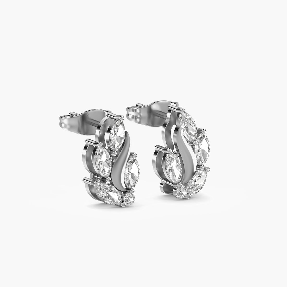 Marquise Leaf Curve Stud