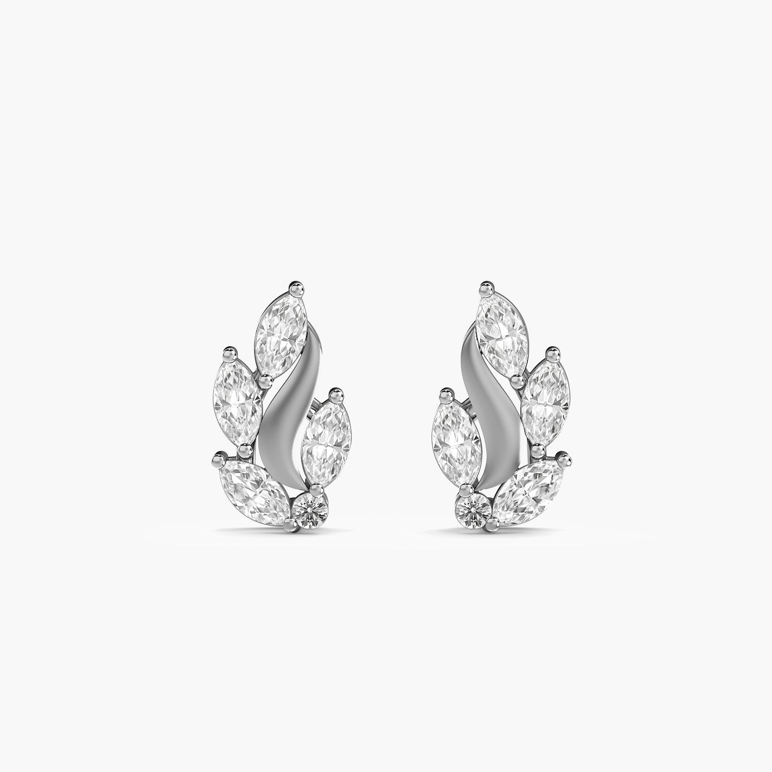 Marquise Leaf Curve Stud