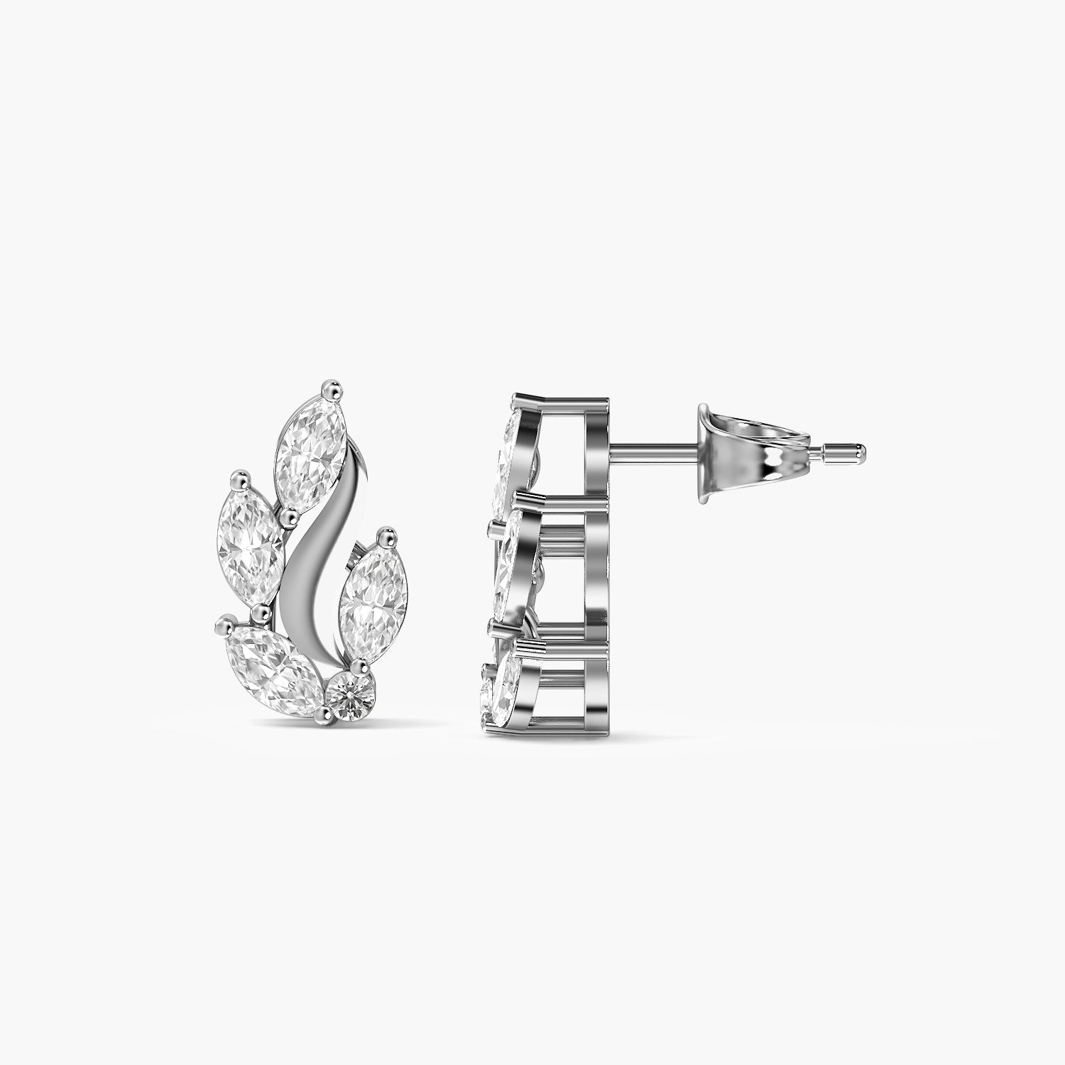 Marquise Leaf Curve Stud