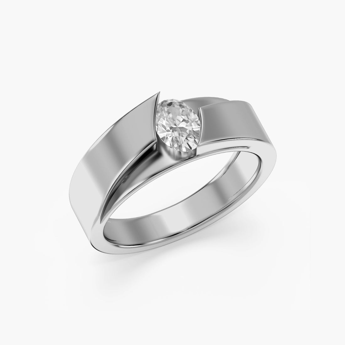 Zenith Edge Ring - 3D View in White Gold - Diamond Ring by Moena