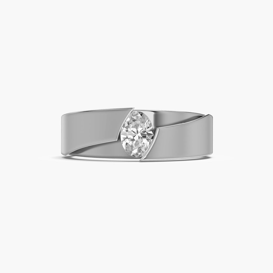 Zenith Edge Ring - Top View in White Gold - Diamond Ring by Moena