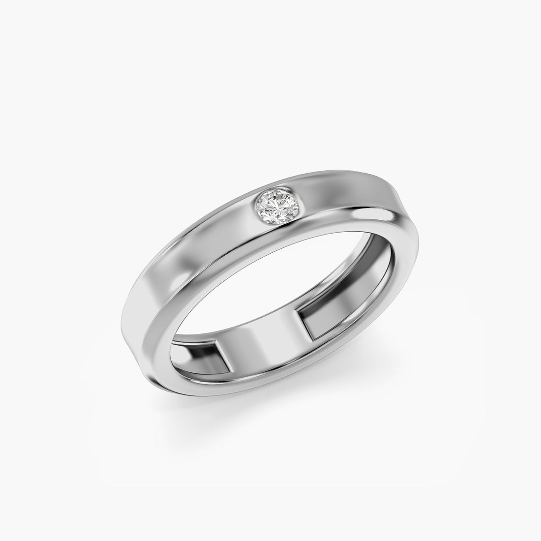 Classic Aura Band - 3D View in White Gold - Diamond Ring by Moena