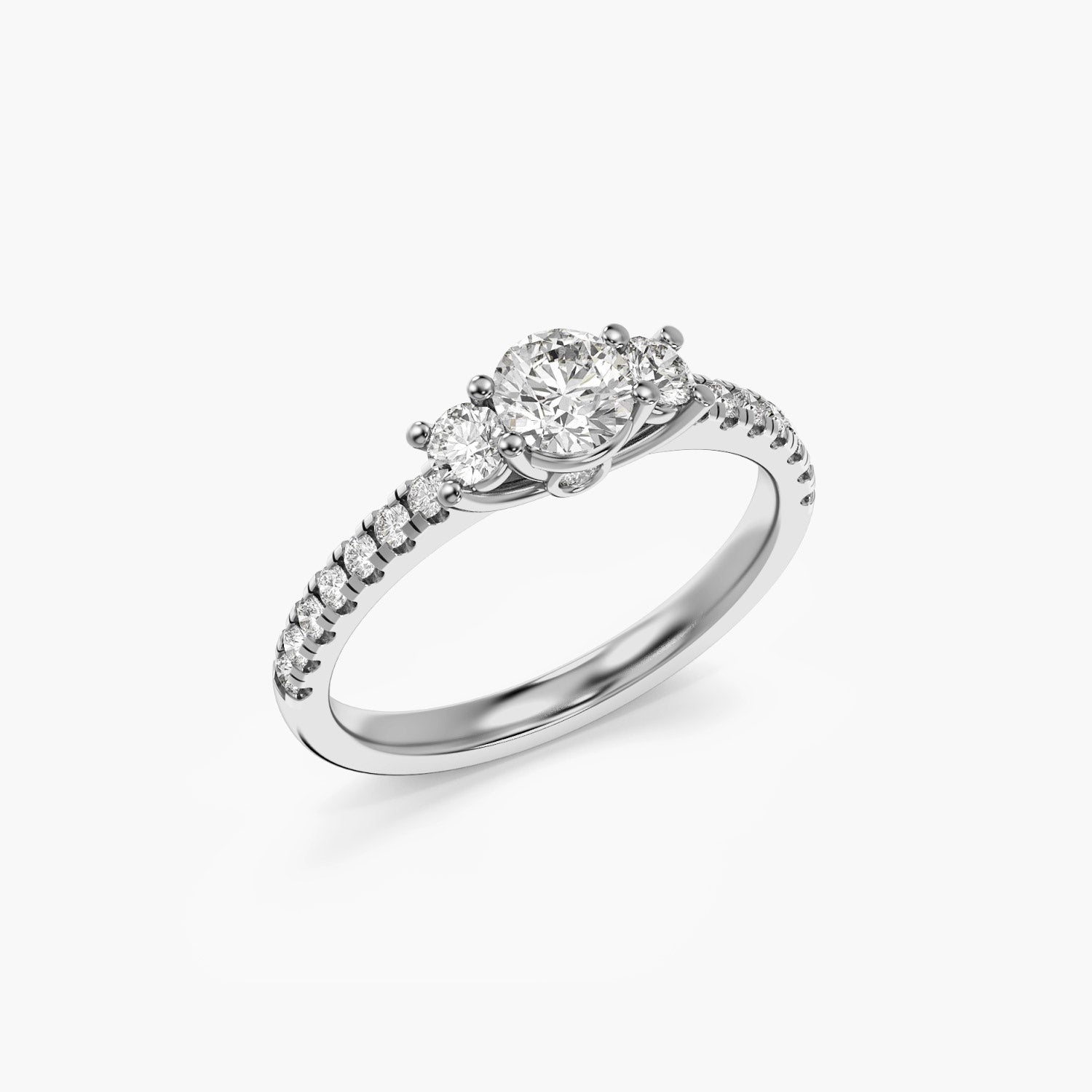 Lab-Grown Diamond Three-Stone Engagement Ring - Moena