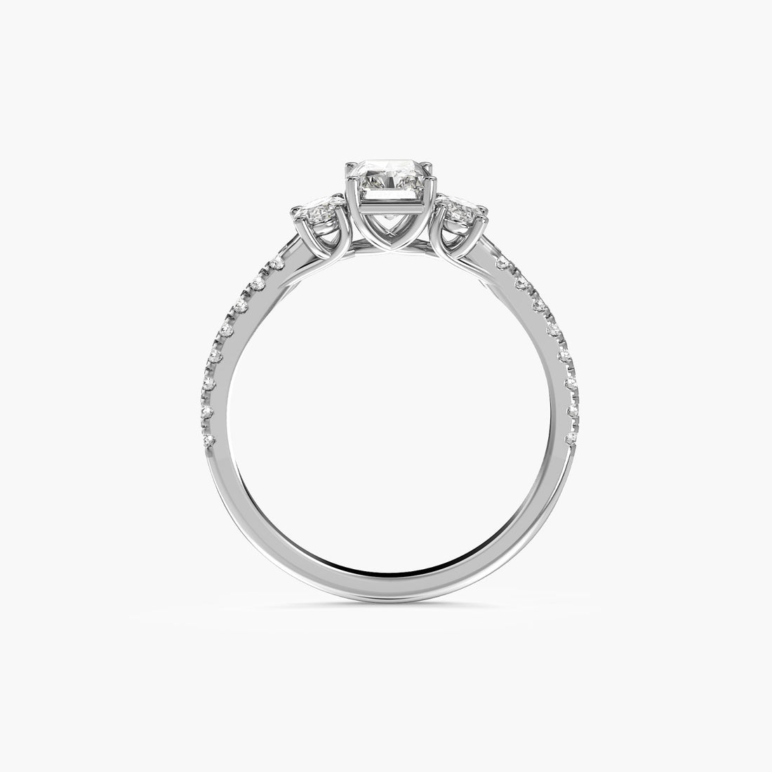 Radiant Elegance Ring - Front View in White Gold - Radiant Diamond Ring by Moena