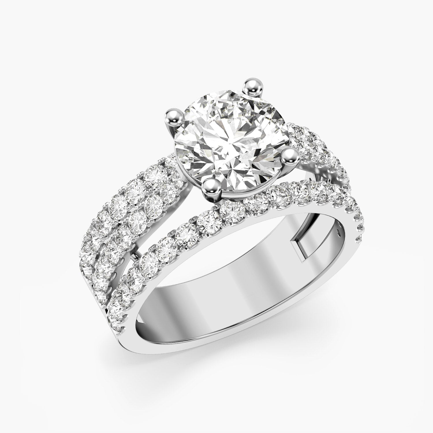 Triple Row Solitaire Engagement Ring