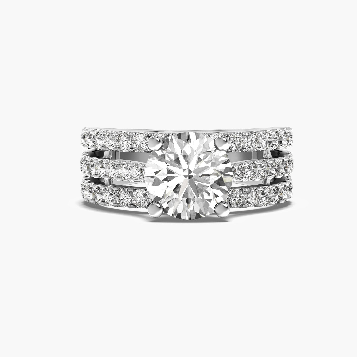 Triple Row Solitaire Engagement Ring