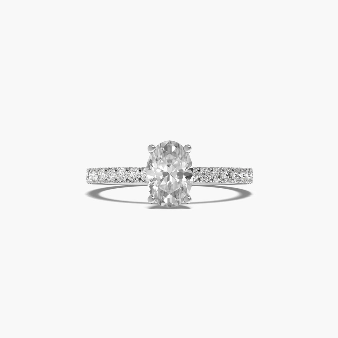 Classic Oval Solitaire Ring - Top View in White Gold - Oval Diamond Ring by Moena