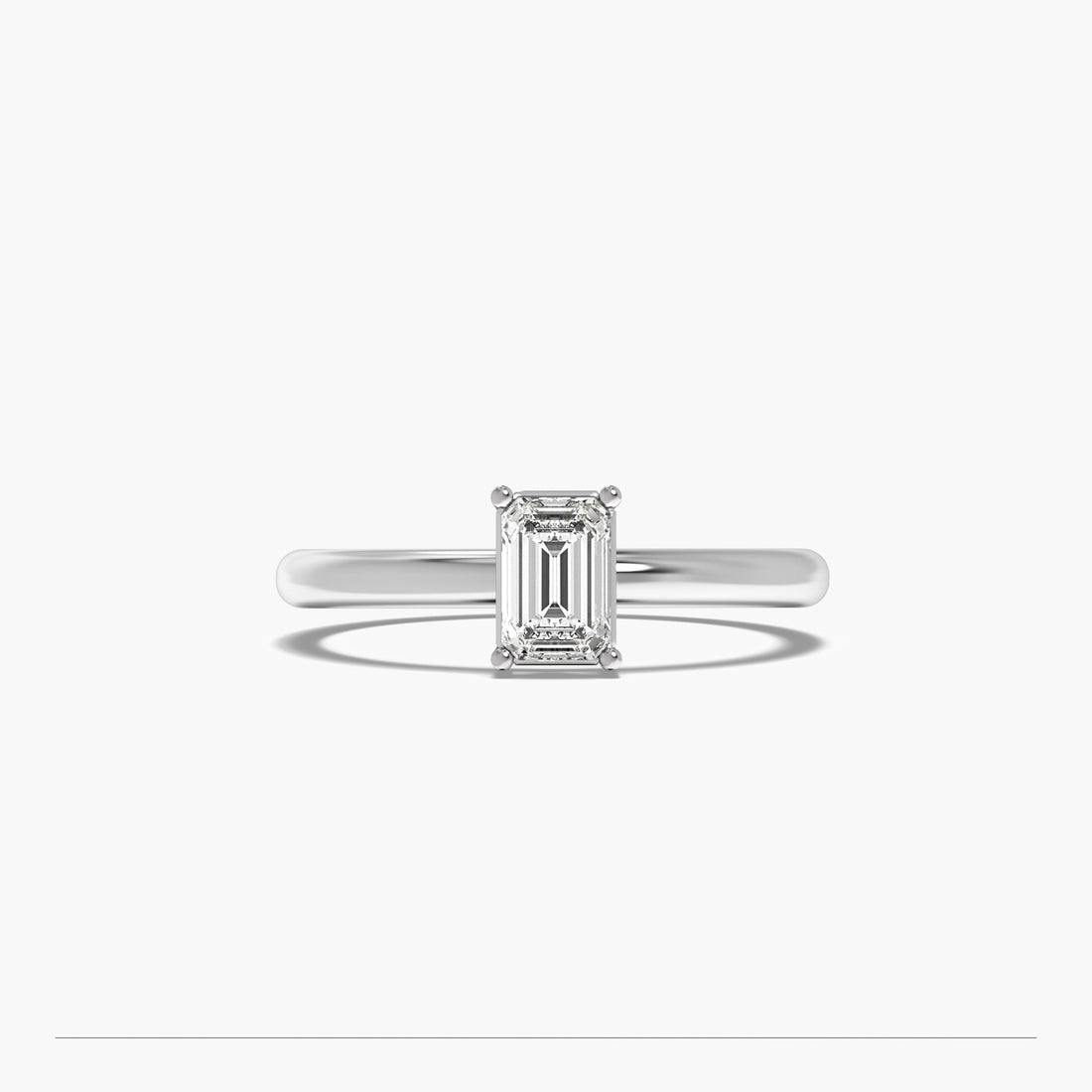 Sculpted Emerald Solitaire - Top View in White Gold - Emerald Diamond Ring by Moena