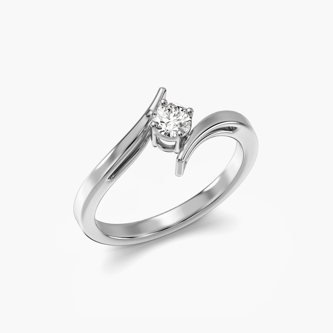 Wave of Love - 3D View in White Gold - Diamond Ring by Moena