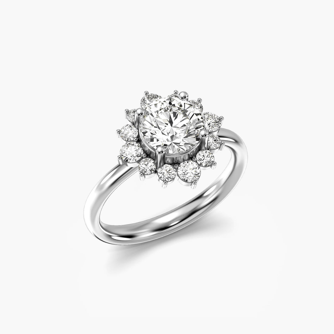 Golden Glow - 3D View in White Gold - Diamond Ring by Moena