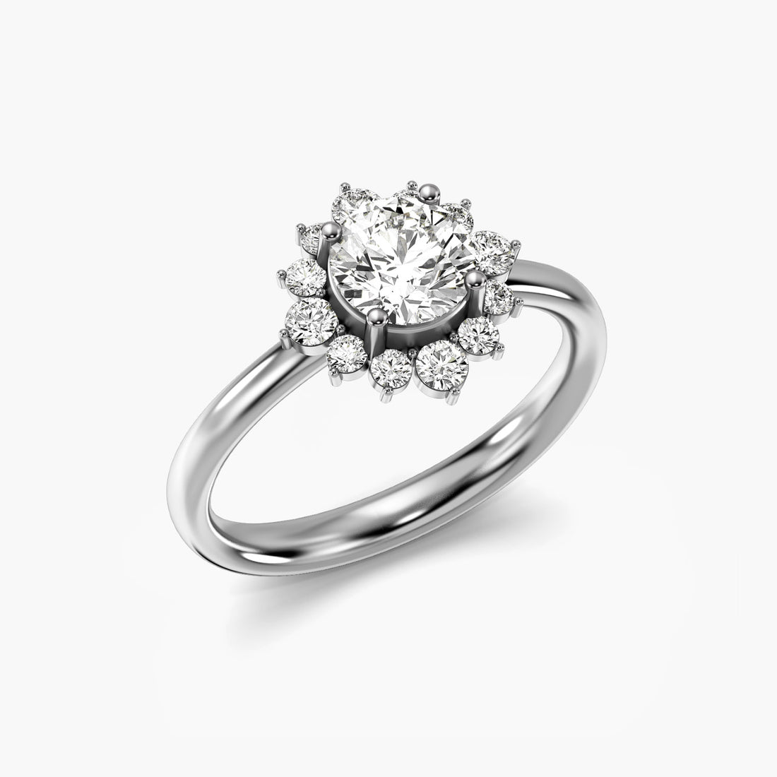 Sunshine Radiance - 3D View in White Gold - Diamond Ring by Moena