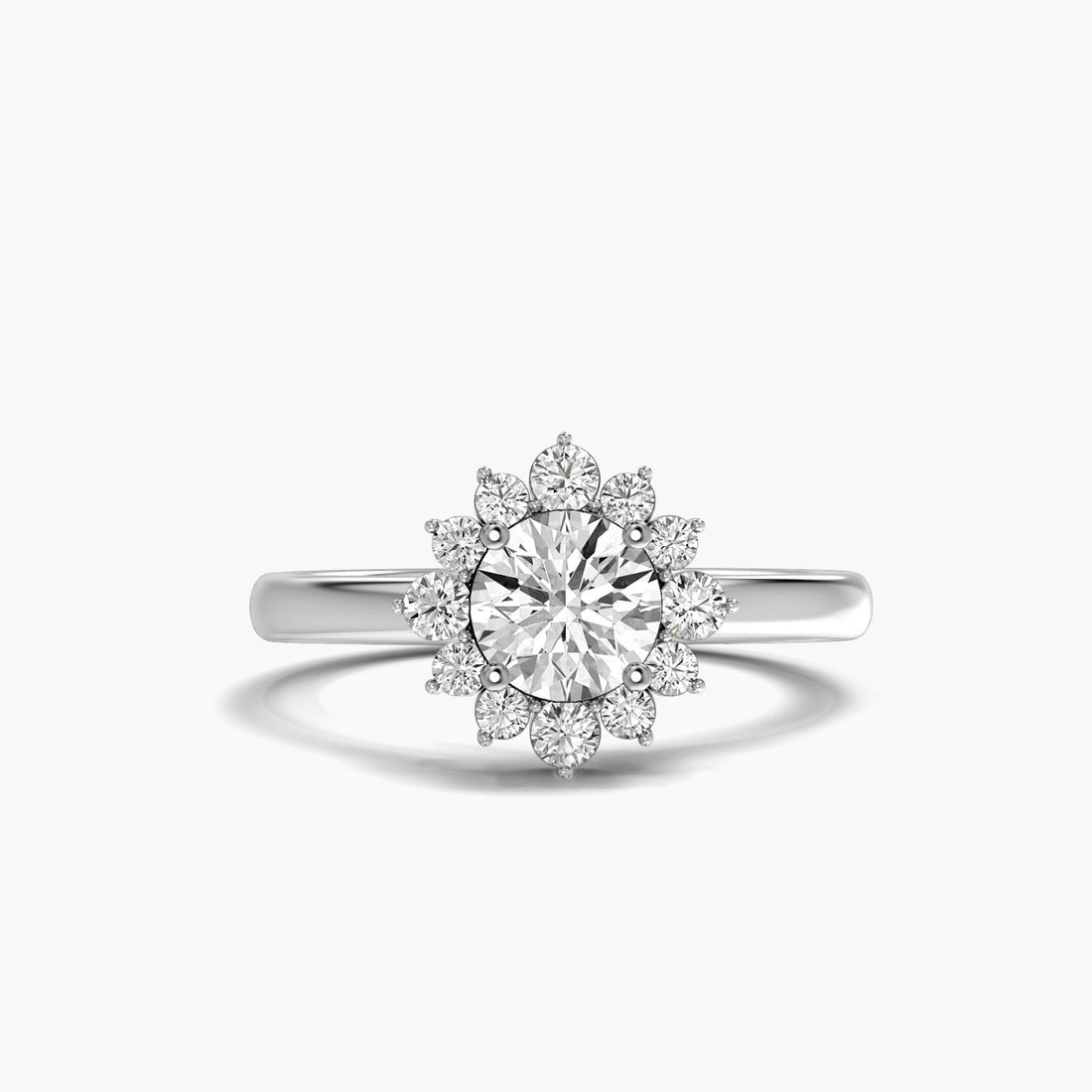 Sunshine Radiance - Top View in White Gold - Diamond Ring by Moena
