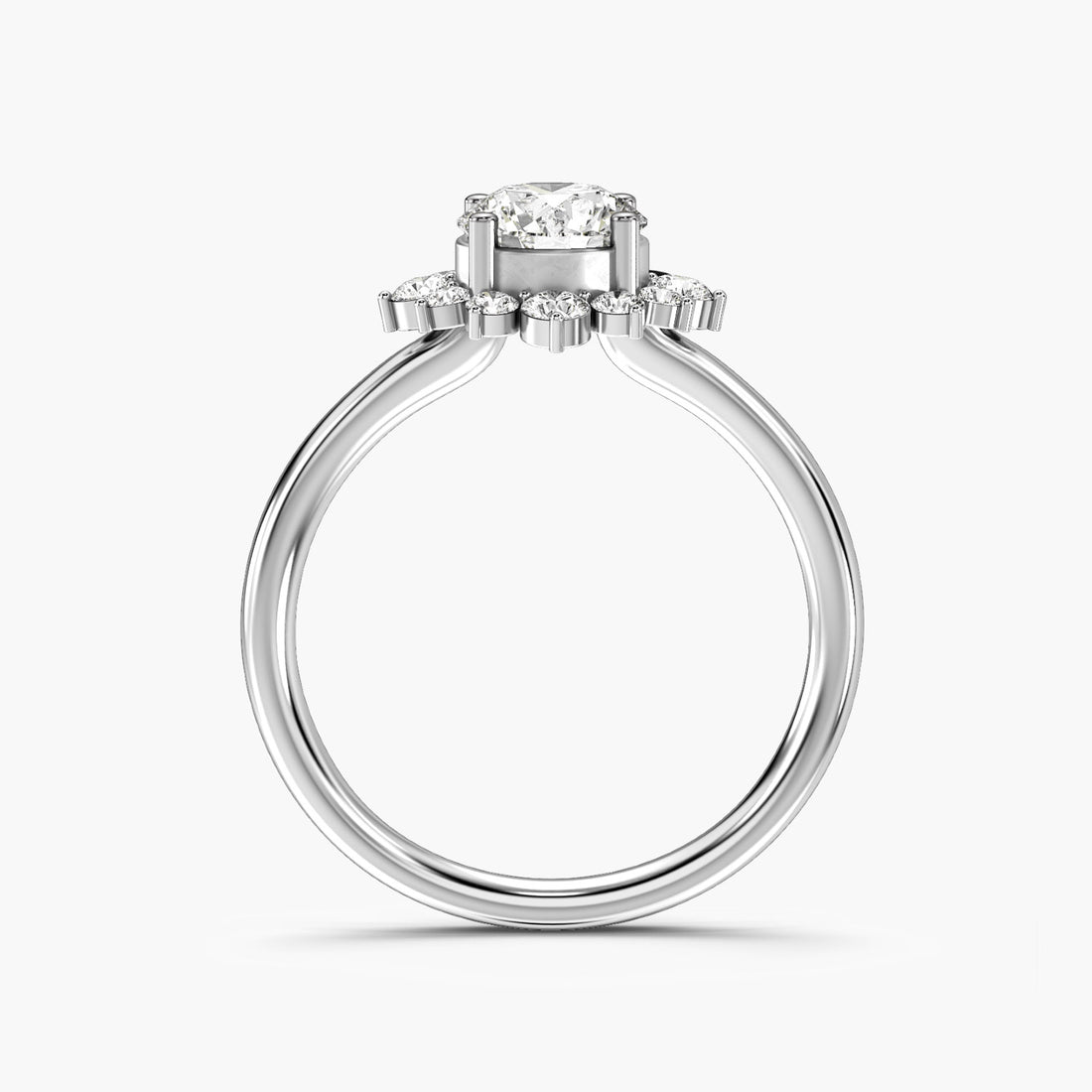 Sunshine Radiance - Front View in White Gold - Diamond Ring by Moena