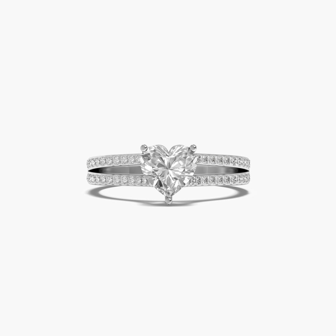 Heart Solitaire Lab-Grown Diamond Ring - Top View in White Gold - Heart Diamond Ring by Moena