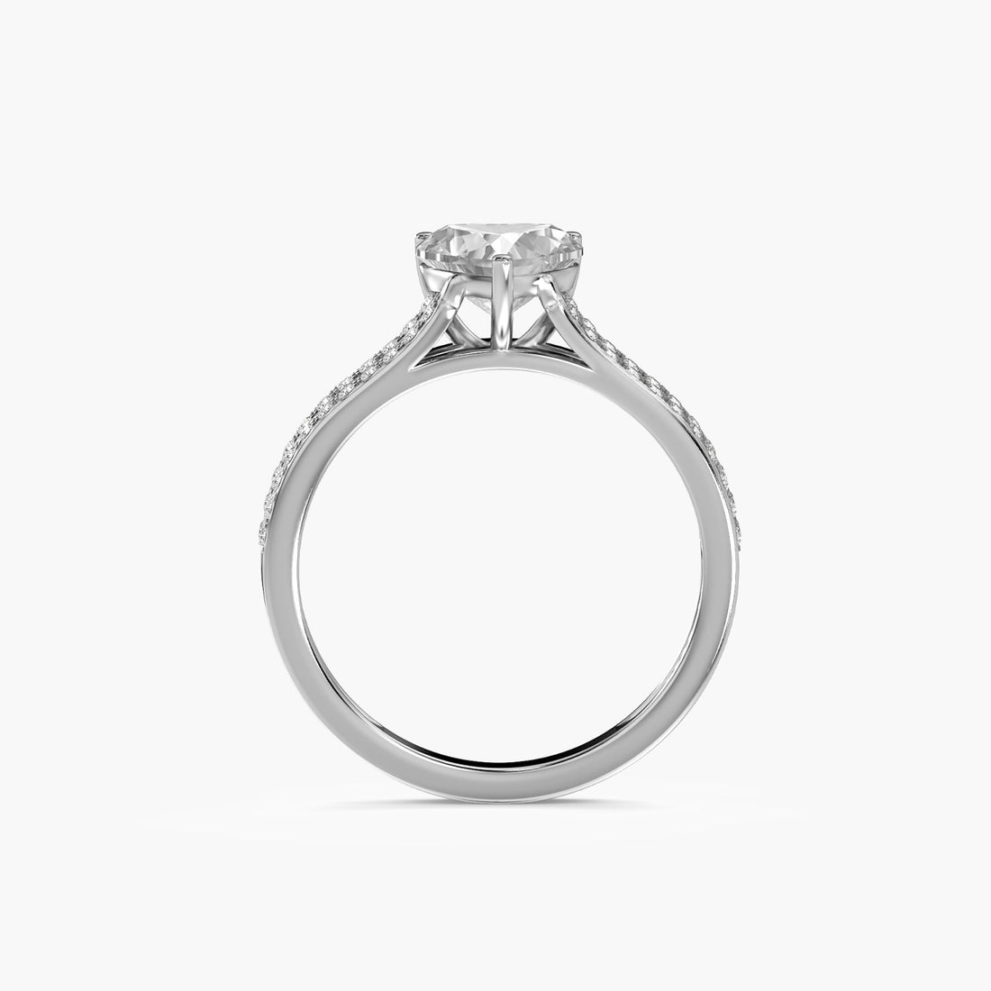 Heart Solitaire Lab-Grown Diamond Ring - Front View in White Gold - Heart Diamond Ring by Moena
