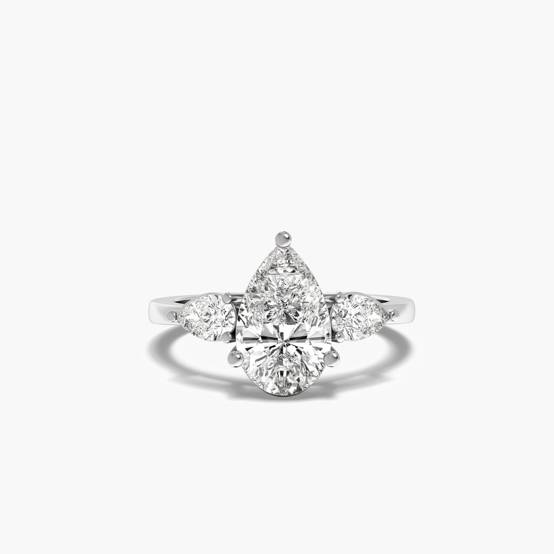 Tri-Pear Radiance - Top View in White Gold - Pear Diamond Ring by Moena
