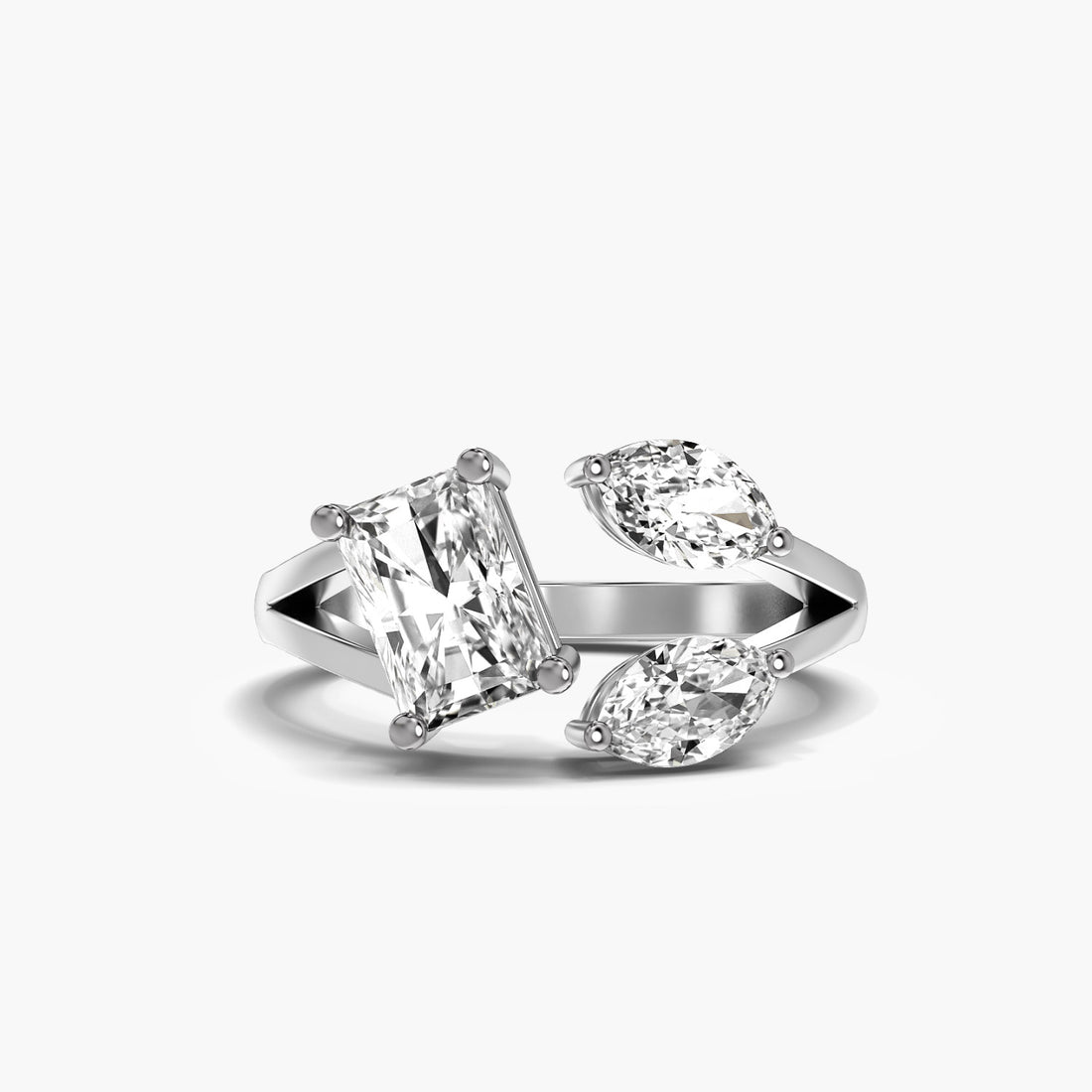 Trio Radiance - Top View in White Gold - Diamond Ring by Moena