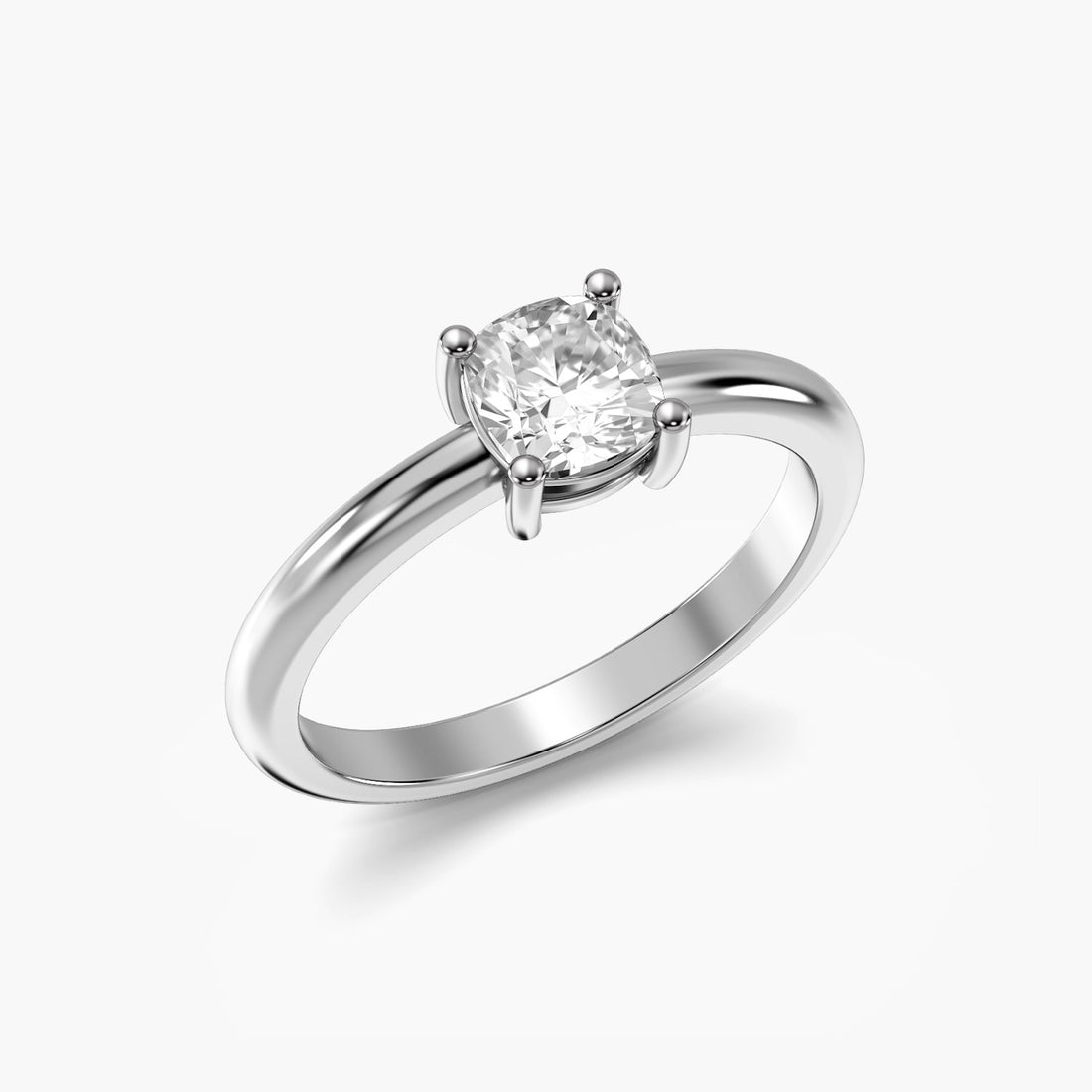 Cushion Glow - 3D View in White Gold - Cushion Diamond Ring by Moena