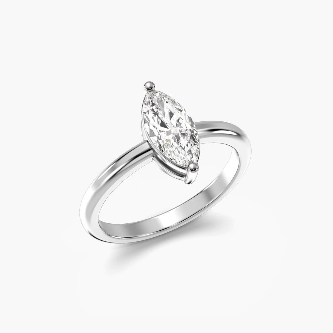 Regal Marquise - 3D View in White Gold - Marquise Diamond Ring by Moena