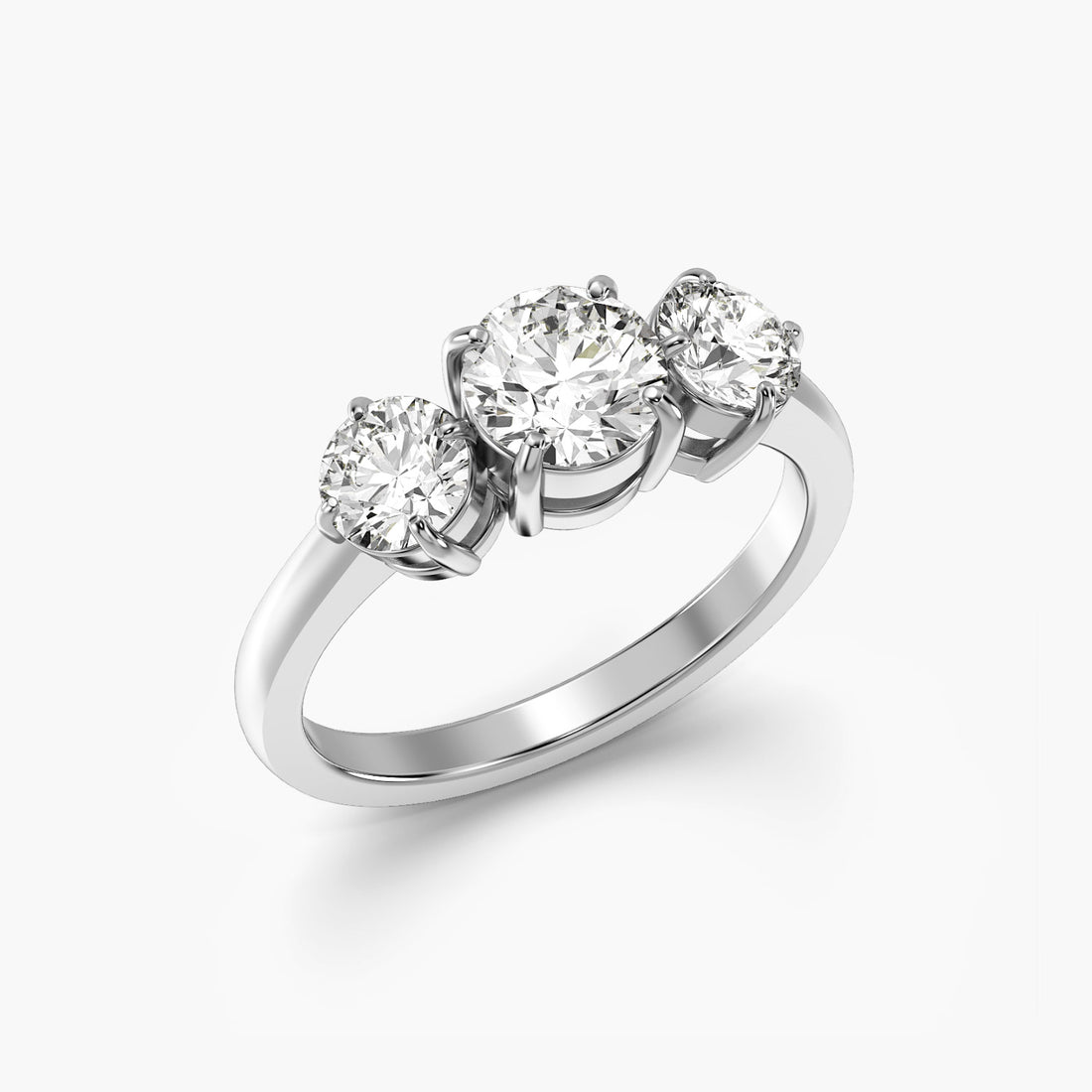 Triad Spark - 3D View in White Gold - Diamond Ring by Moena