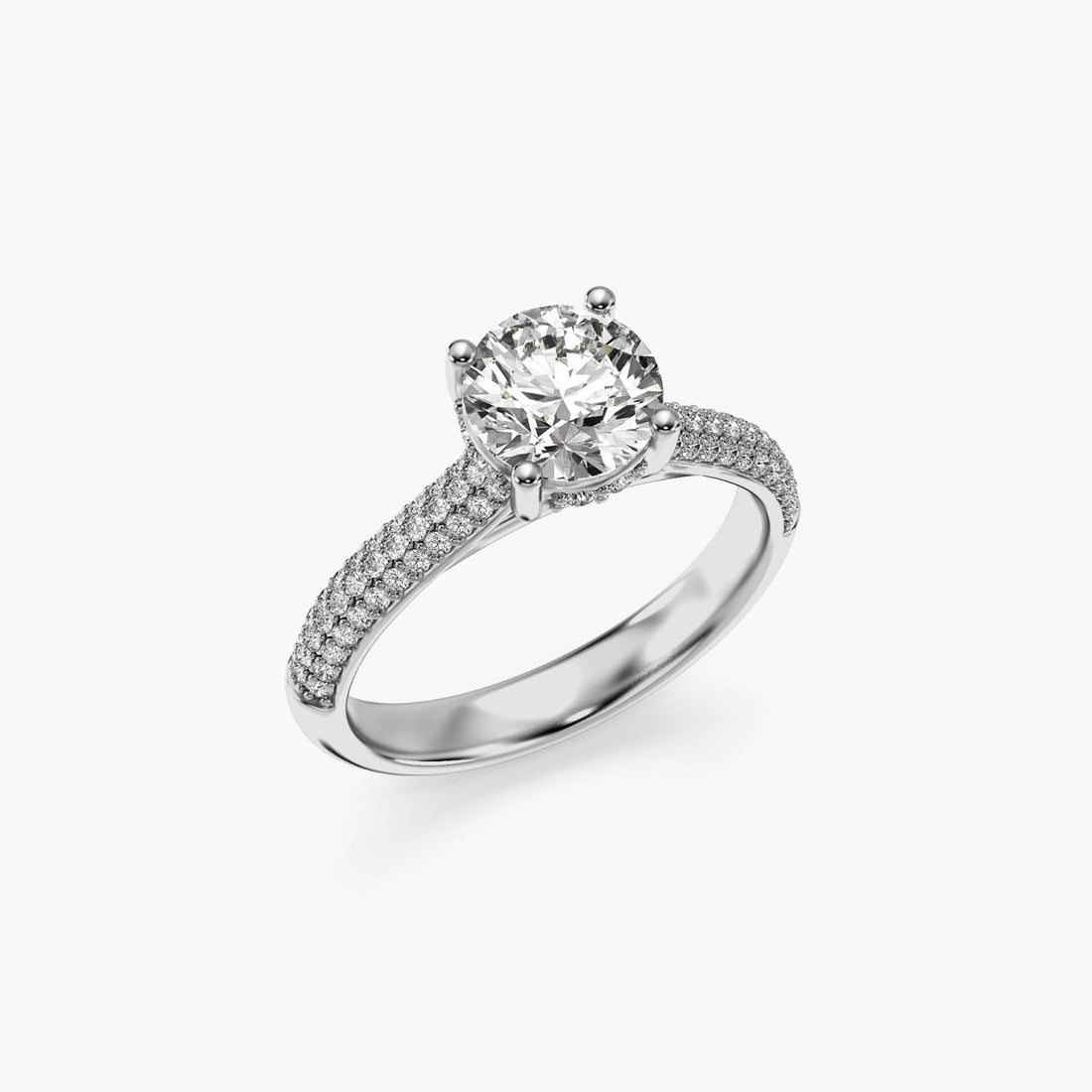Radiant Grace - 3D View in White Gold - Radiant Diamond Ring by Moena