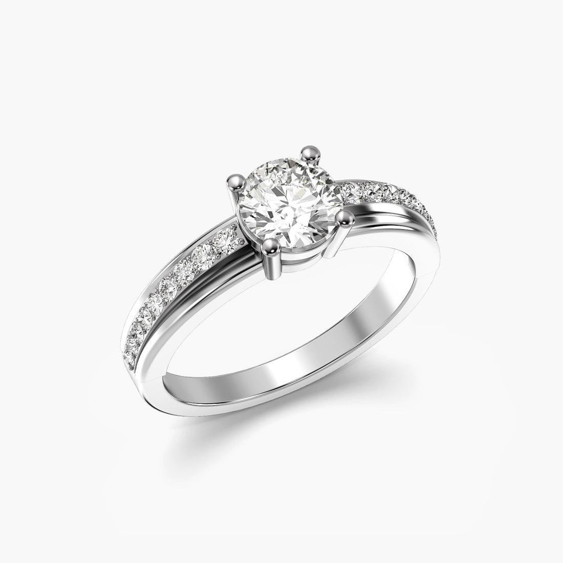 Celeste Glow - 3D View in White Gold - Diamond Ring by Moena