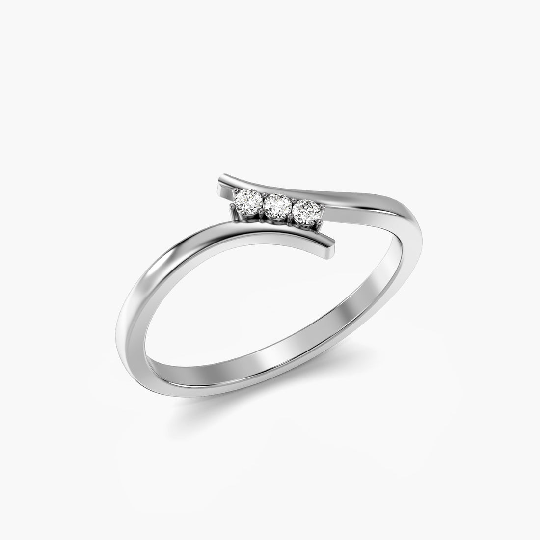 Twisted Charm - 3D View in White Gold - Diamond Ring by Moena