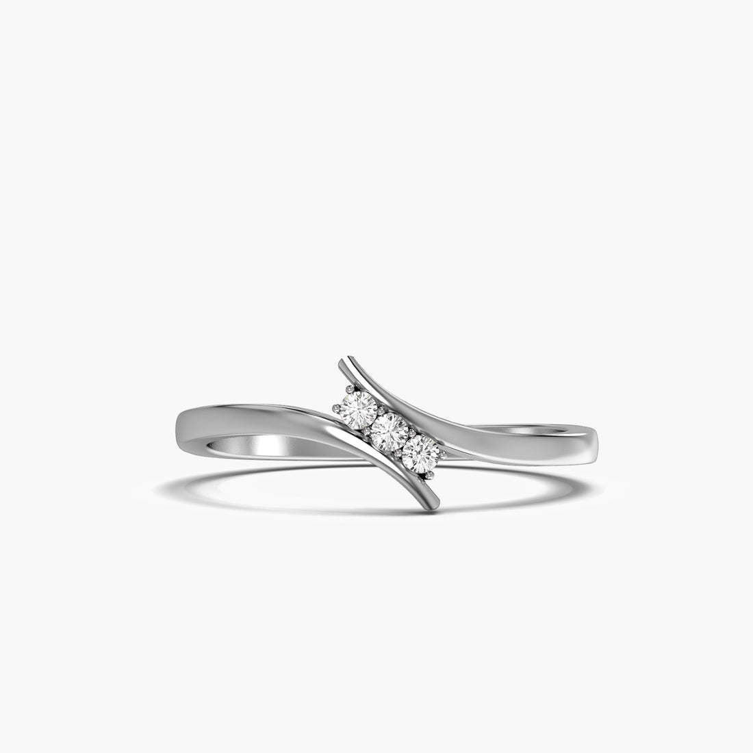 Twisted Charm - Top View in White Gold - Diamond Ring by Moena