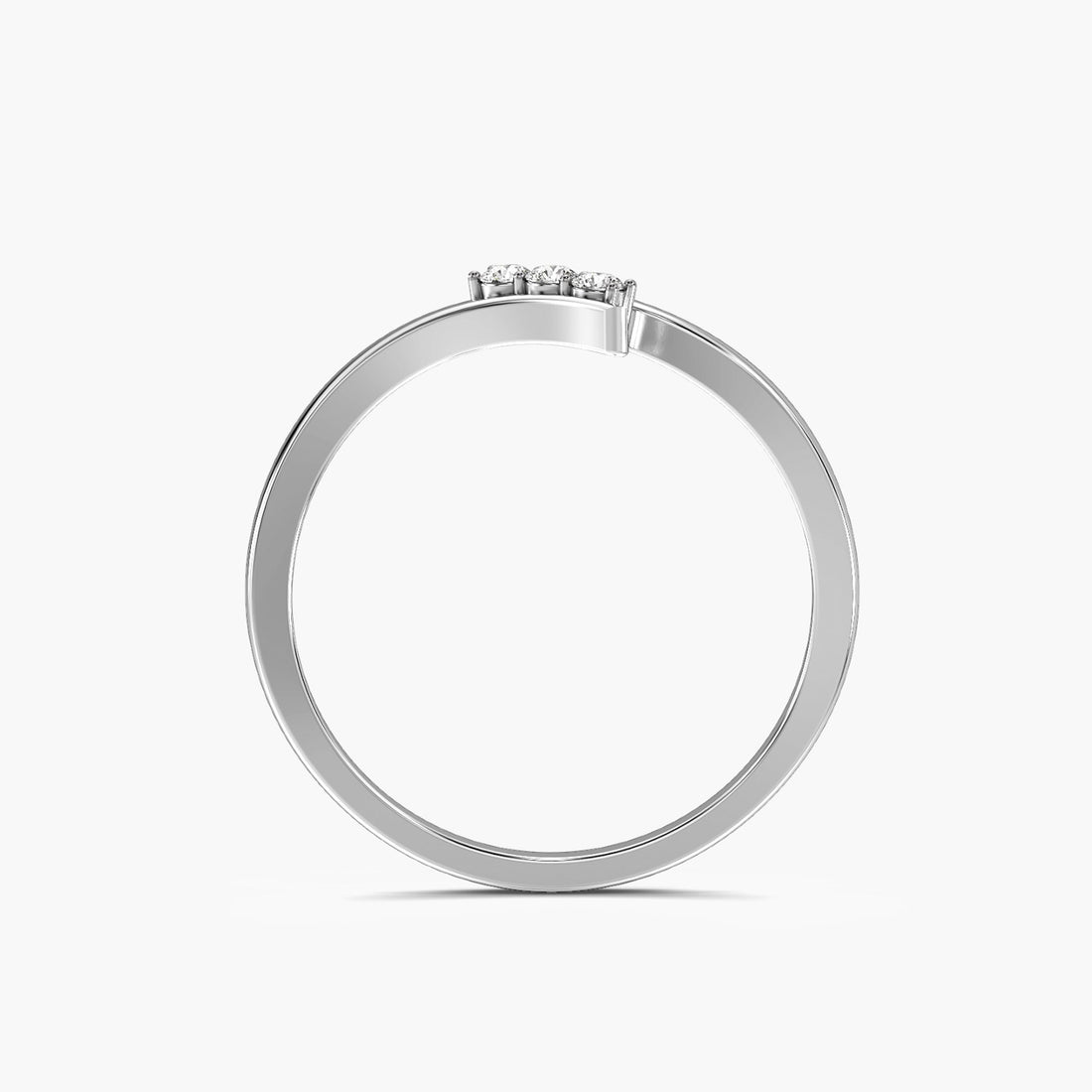 Twisted Charm - Front View in White Gold - Diamond Ring by Moena