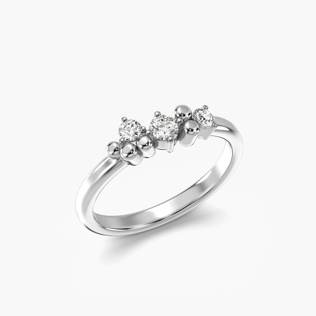 Sparkling Bubbles - 3D View in White Gold - Diamond Ring by Moena