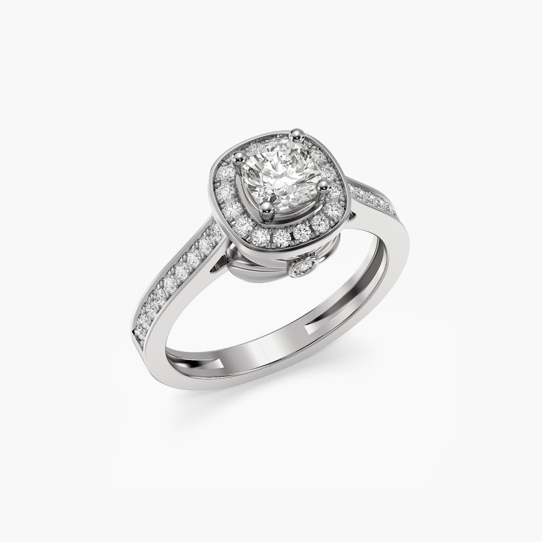 Halo Majesty Ring - 3D View in White Gold - Diamond Ring by Moena