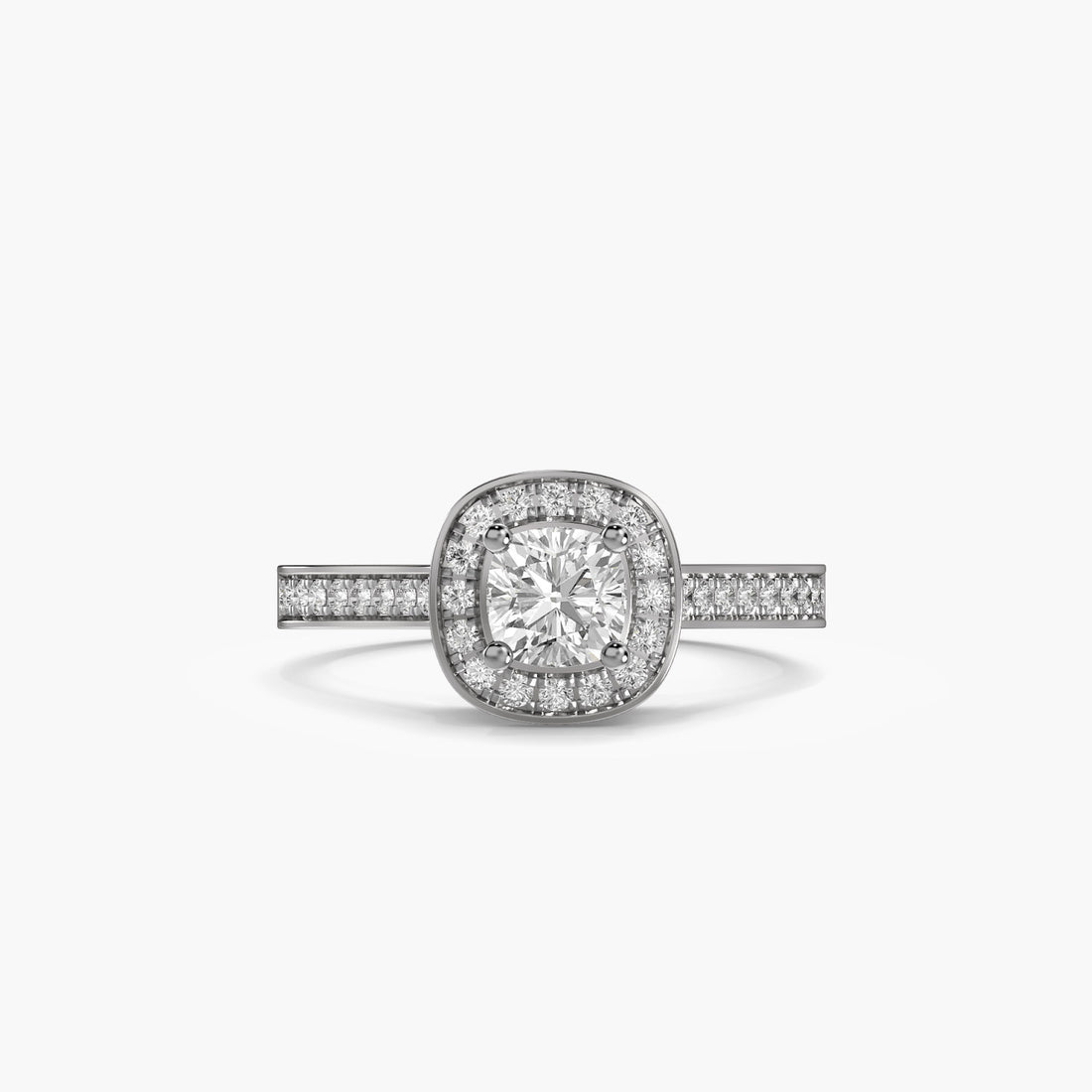 Halo Majesty Ring - Top View in White Gold - Diamond Ring by Moena