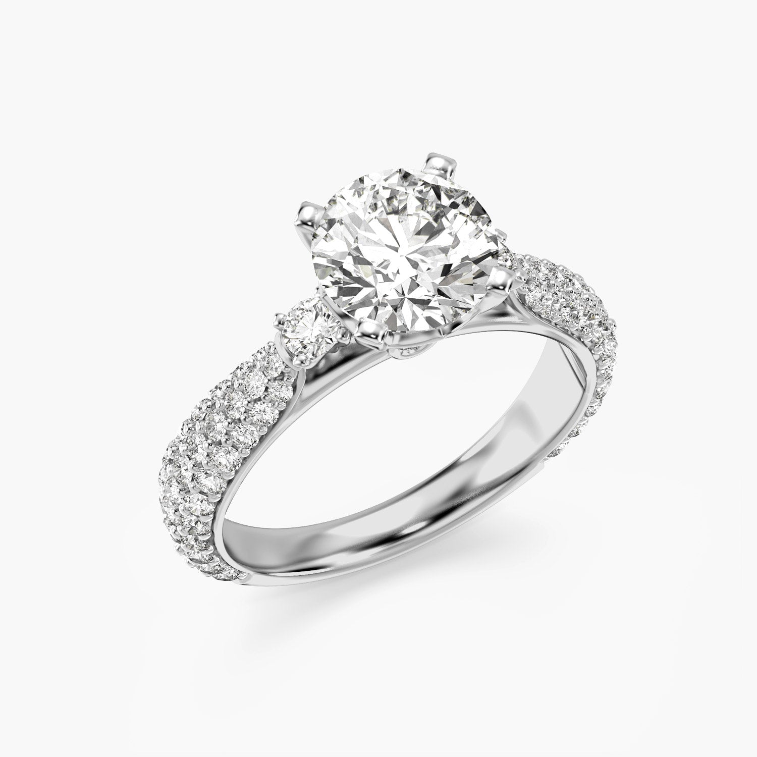 Sculpted Crown Solitaire Ring