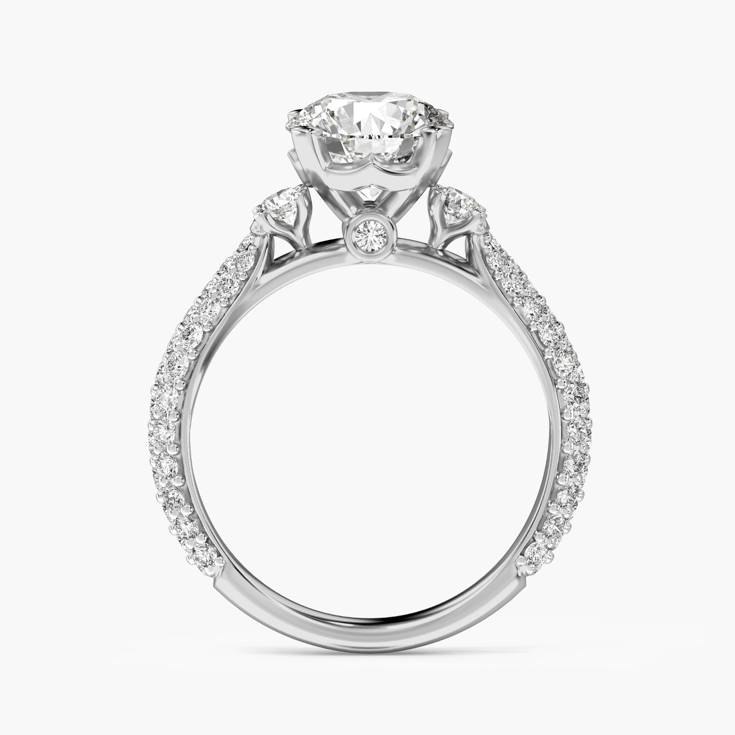 Sculpted Crown Solitaire Ring