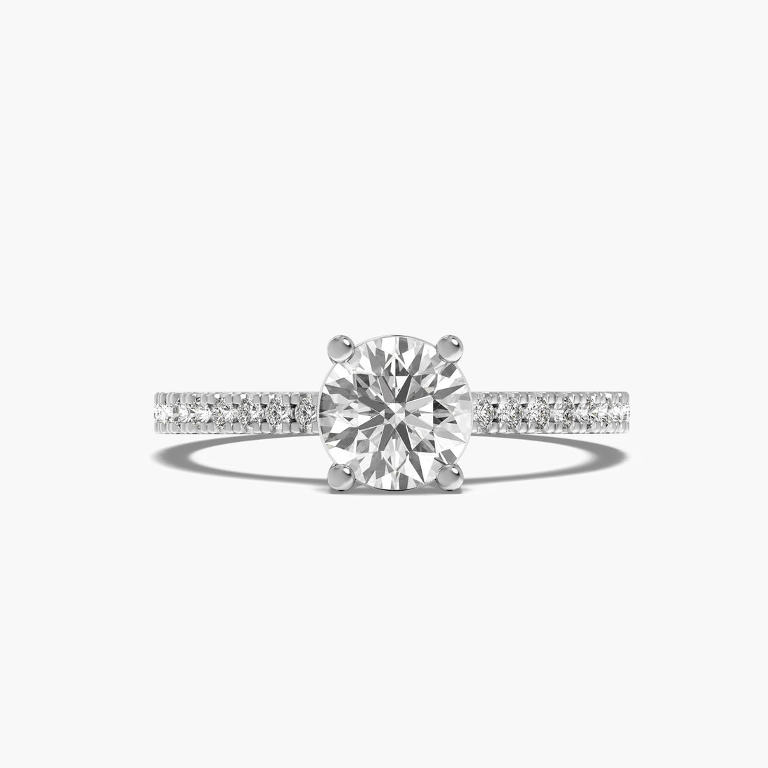 Minimalist Gold Solitaire Ring - Top View in White Gold - Diamond Ring by Moena