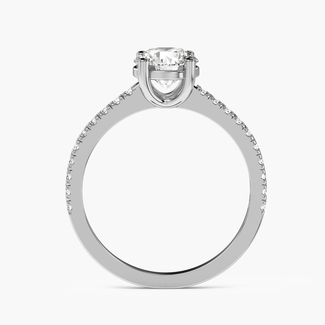 Minimalist Gold Solitaire Ring - Front View in White Gold - Diamond Ring by Moena