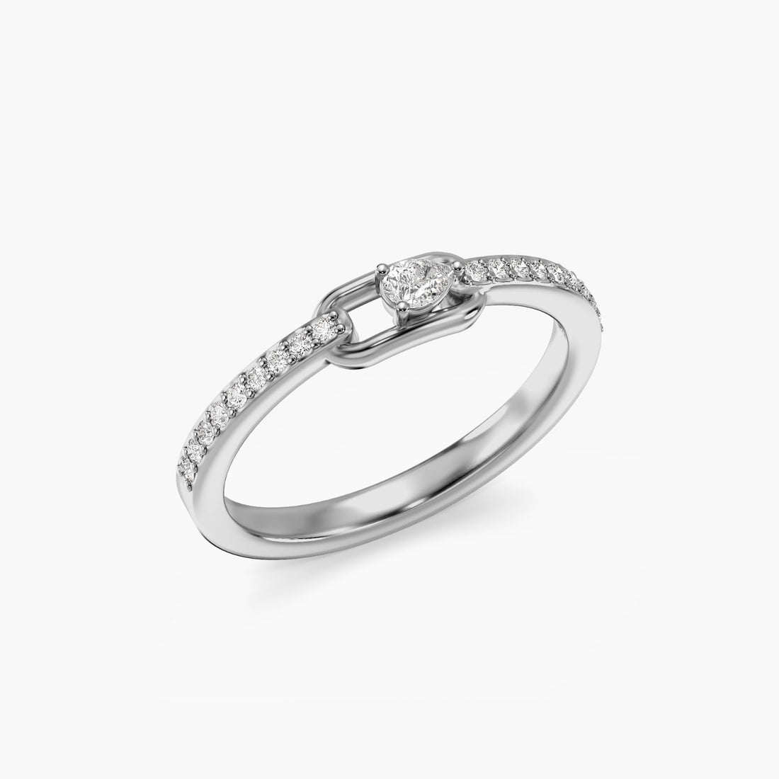 Teardrop Bond Ring - 3D View in White Gold - Diamond Ring by Moena