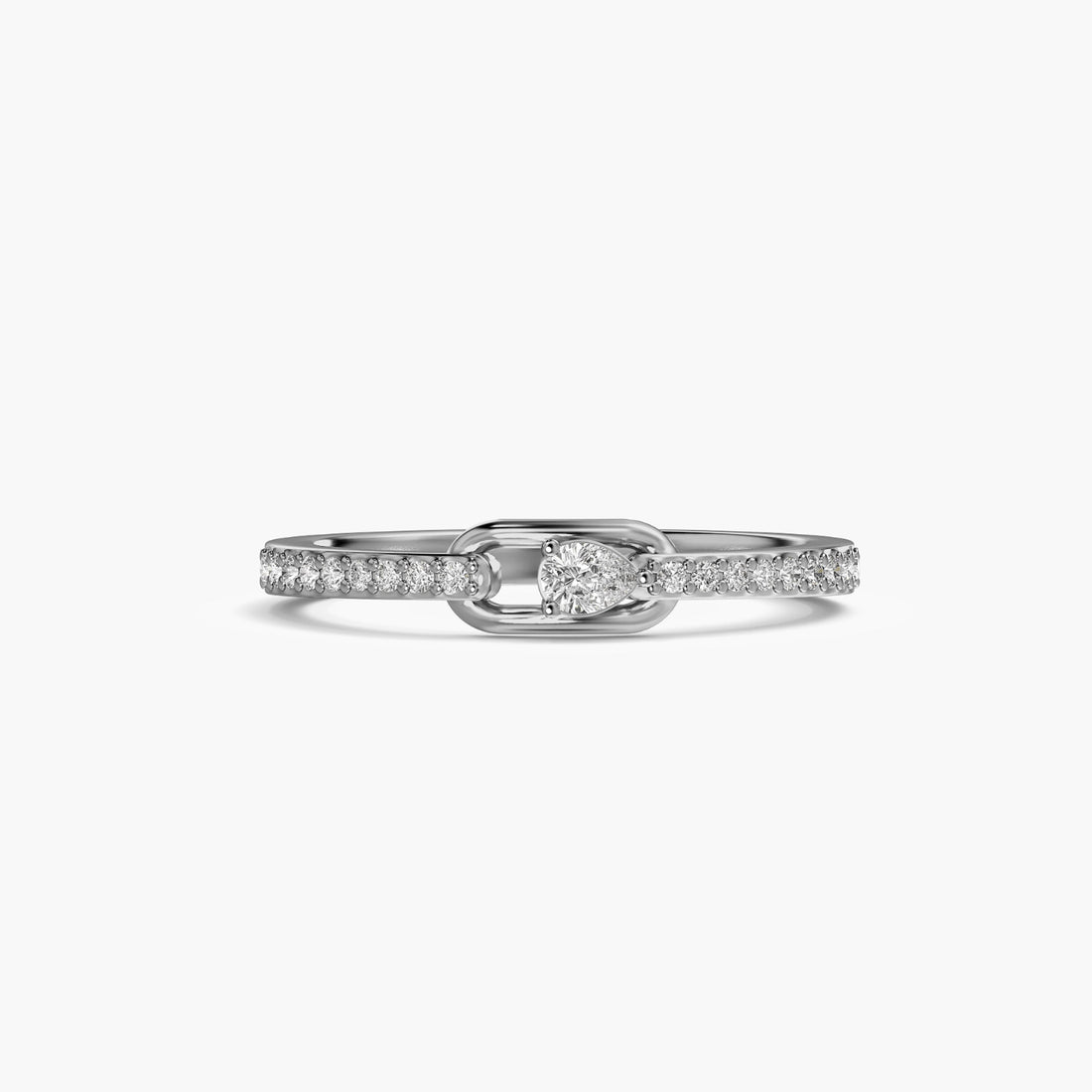 Teardrop Bond Ring - Top View in White Gold - Diamond Ring by Moena