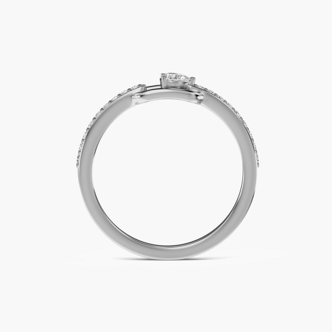 Teardrop Bond Ring - Front View in White Gold - Diamond Ring by Moena