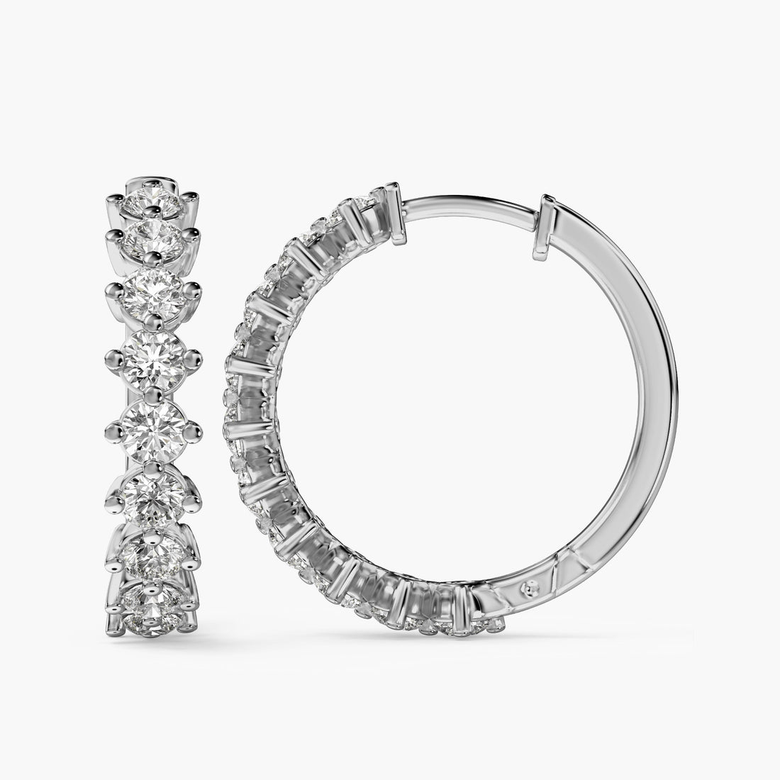 Hoop Elegance Diamond Earrings - Side View in White Gold - Diamond Earring by Moena