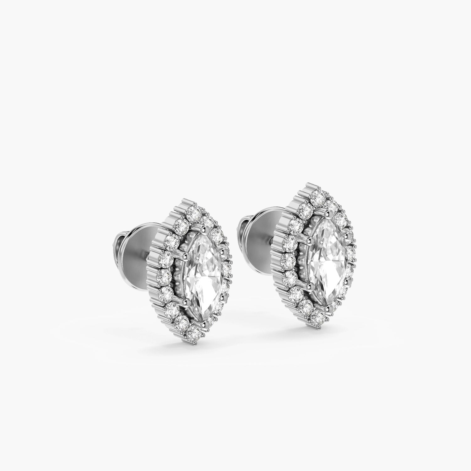 Radiant Marquise Halo Studs