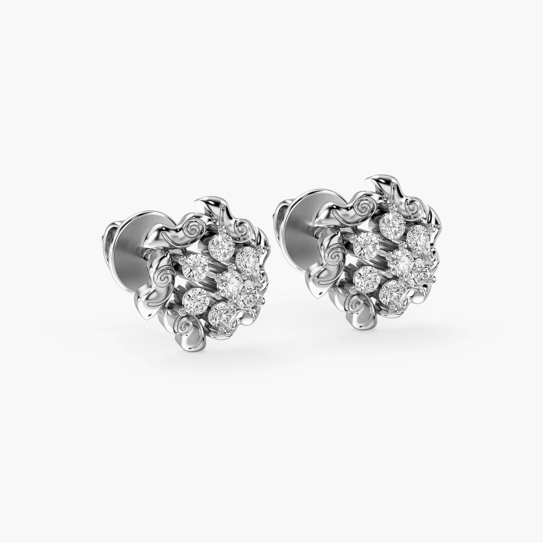 Floret Glow Earrings - 3D View in White Gold - Diamond Earring by Moena