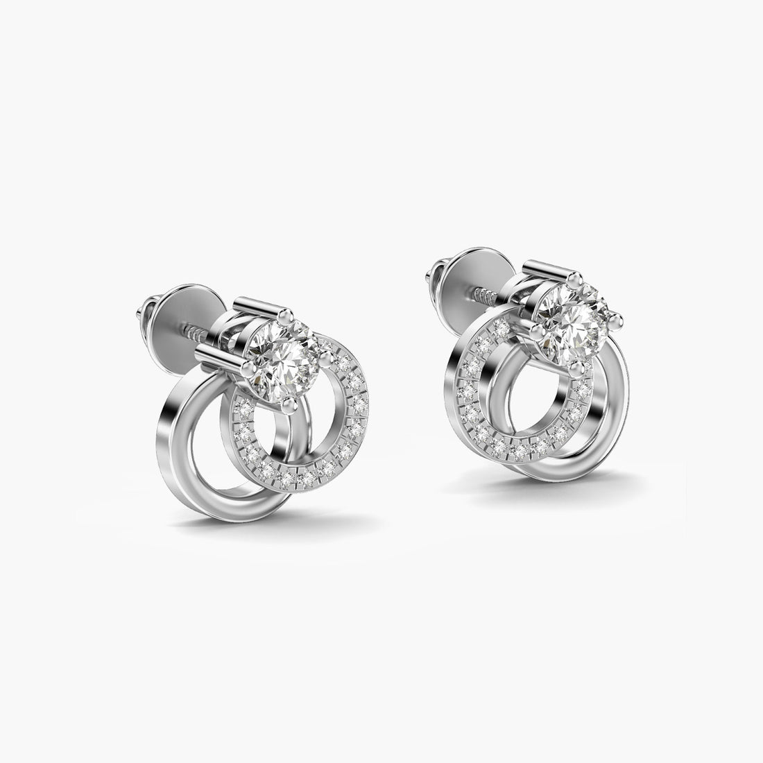 Heritage Hoop Earrings - 3D View in White Gold - Diamond Earring by Moena